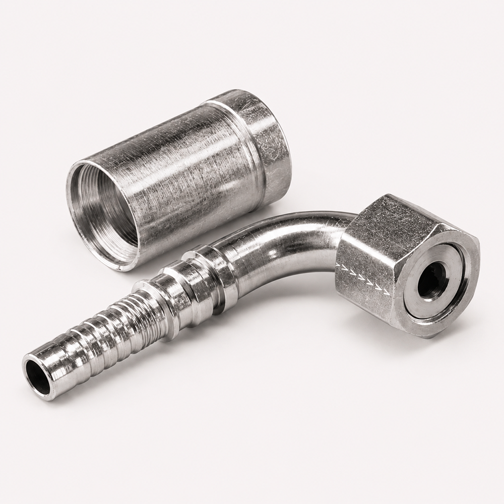 Фитинг Interlock ORFS с гайкой для рукавов 4SH, угол 90°