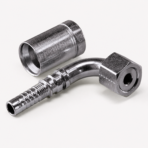 Фитинг Interlock ORFS с гайкой для рукавов R15, угол 90°